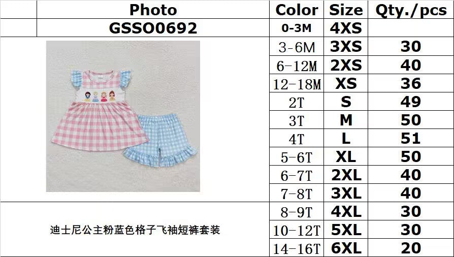 Cute Clothes GSSO0692 Baby Girls Pink Checkered Tunic Top Ruffle Shorts Clothes Sets