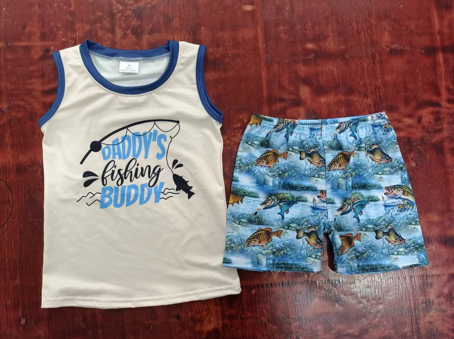 custom moq 5 eta 5weeks summe baby boys clothes fishing sleeveless shorts Set
