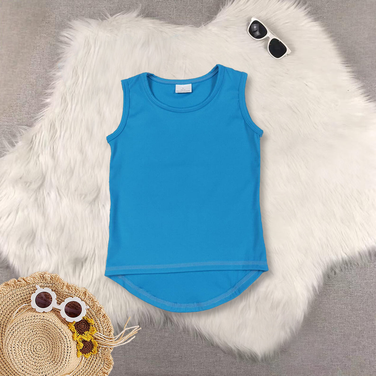 RTS NO MOQ Sibling Baby girls Clothes yoga solid color sleeveless tops-2