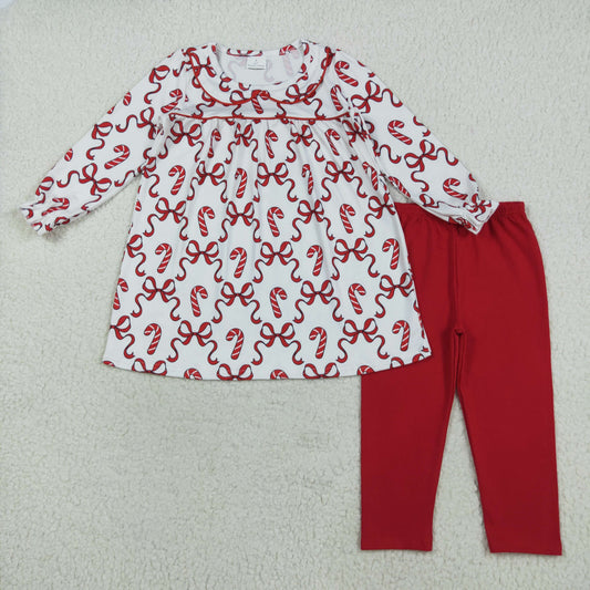 RTS NO MOQ（In Stock) GLP2484 Crutch red bow pattern doll collar long sleeve trousers suit