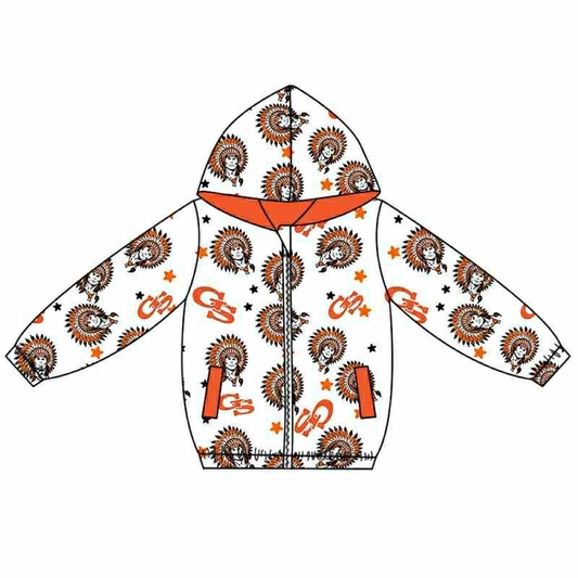 Custom moq 5 mix size milk silk summer teams baby boy clothes orange hooded long sleeve top-25.9.6