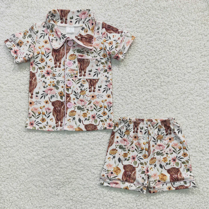 RTS NO MOQ Girls Boys shorts sleeve Clothes pajamas Sets