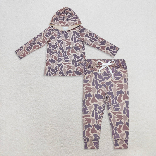 RTS NO MOQ Sibling baby boys clothes camouflage hooded long sleeve top and pants and sets
