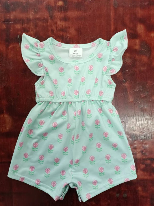 custom moq 5 eta 5weeks mix size baby girls floral flying sleeve jumpsuit