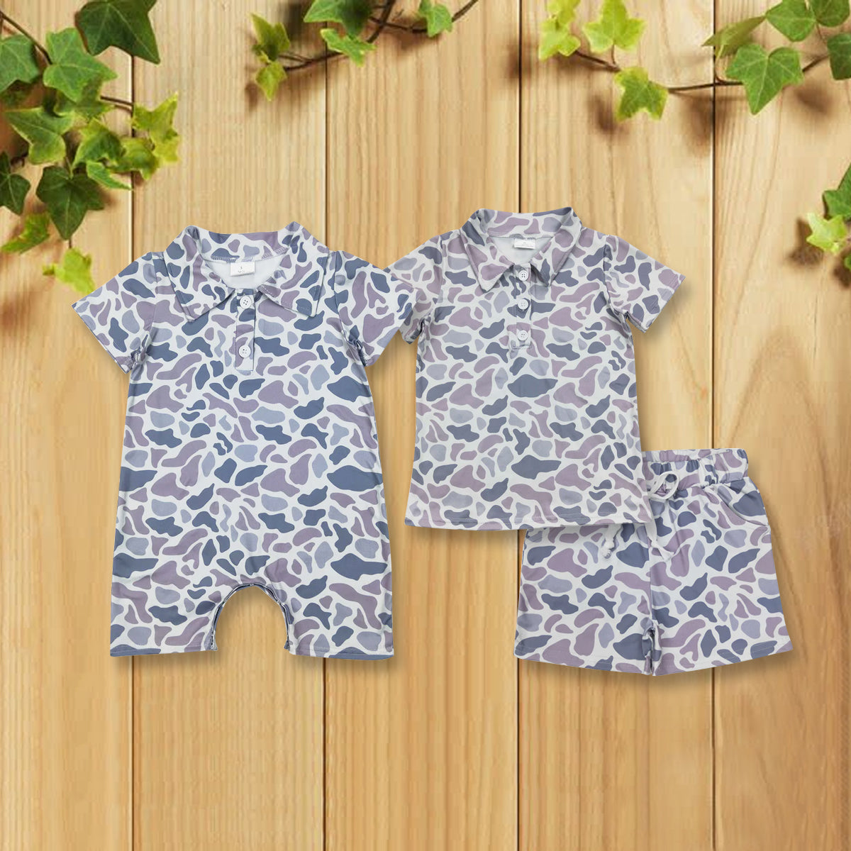 RTS NO MOQ baby boys clothes camouflage short sleeve Rompers Clothes Sets