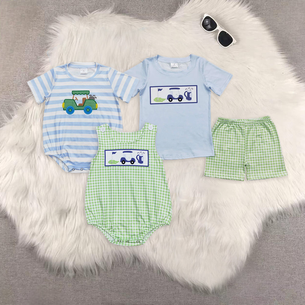 RTS NO MOQ Embroidery short-sleeved shorts suit & short-sleeved sets and romper