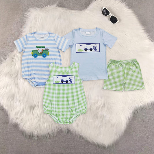 RTS NO MOQ Embroidery short-sleeved shorts suit & short-sleeved sets and romper