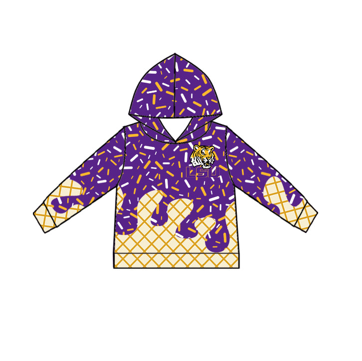 Custom summer teams baby girls clothes team purple hooded long sleeve tops and short sleeve top and dress and pants and shorts-25.5.28