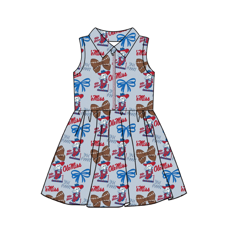 Custom moq 5 mix size milk silk summer teams baby girls clothes team bow blue sleeveless skirts sets and dress 3 and skirts-25.8.21