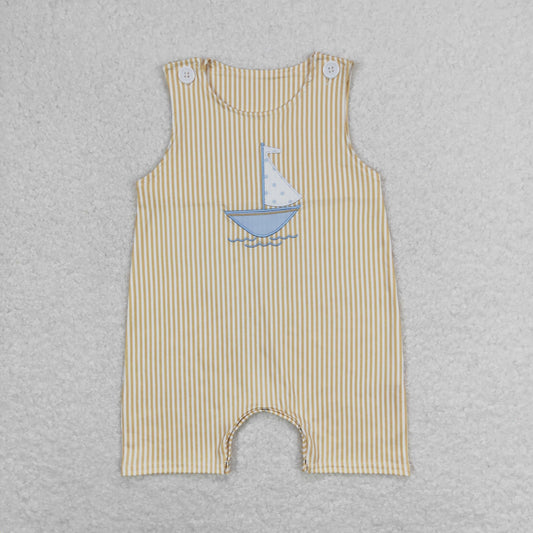 RTS no moq SR1062 Sailing Yellow Striped Vest Jumpsuit