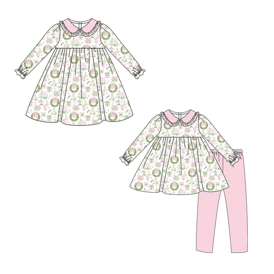 Custom moq 5 each style eta 6-7weeks baby girl clothes Christmas long sleeve pants sets and dress -25.8.9