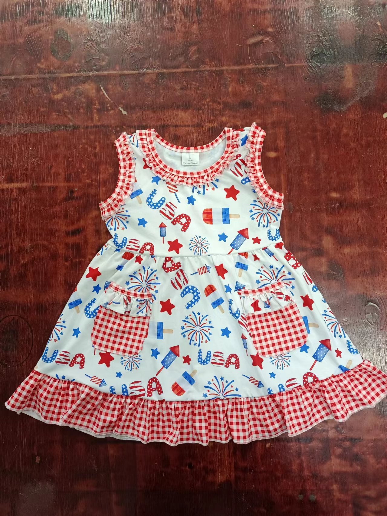 custom moq 5 eta 5weeks summer girls USA 4th of July sleeveless skirt dress