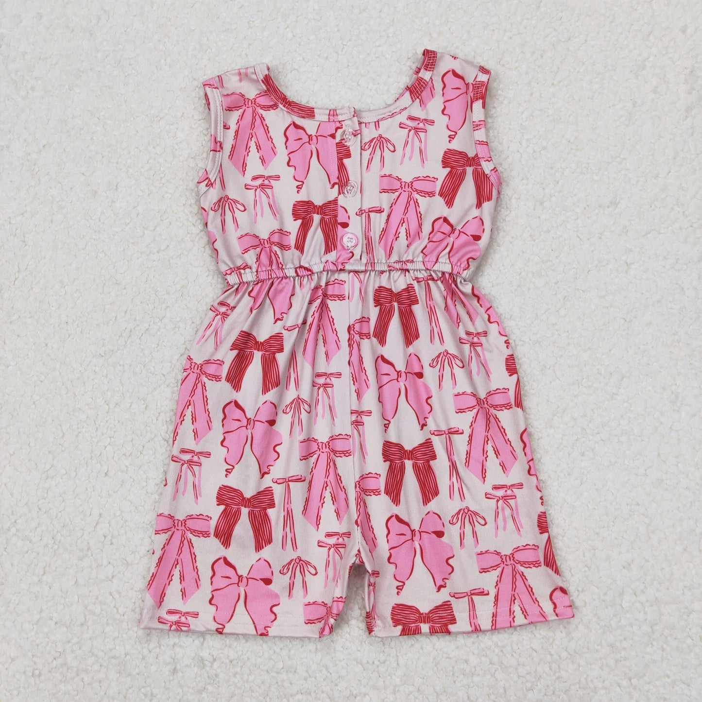 RTS NO MOQ ETA 5/7days Arrived SR2670 Pink bow pattern sleeveless jumpsuit