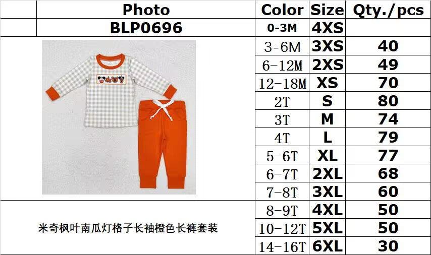 Cute Clothes  BLP0696 Baby Boys Halloween Checkered Top Pants Clothes Sets