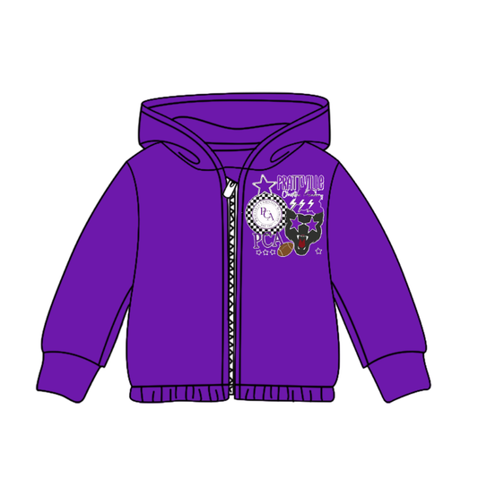 Custom moq 5 mix size milk silk baby girls clothes team purple hooded long sleeve top-25.8.5