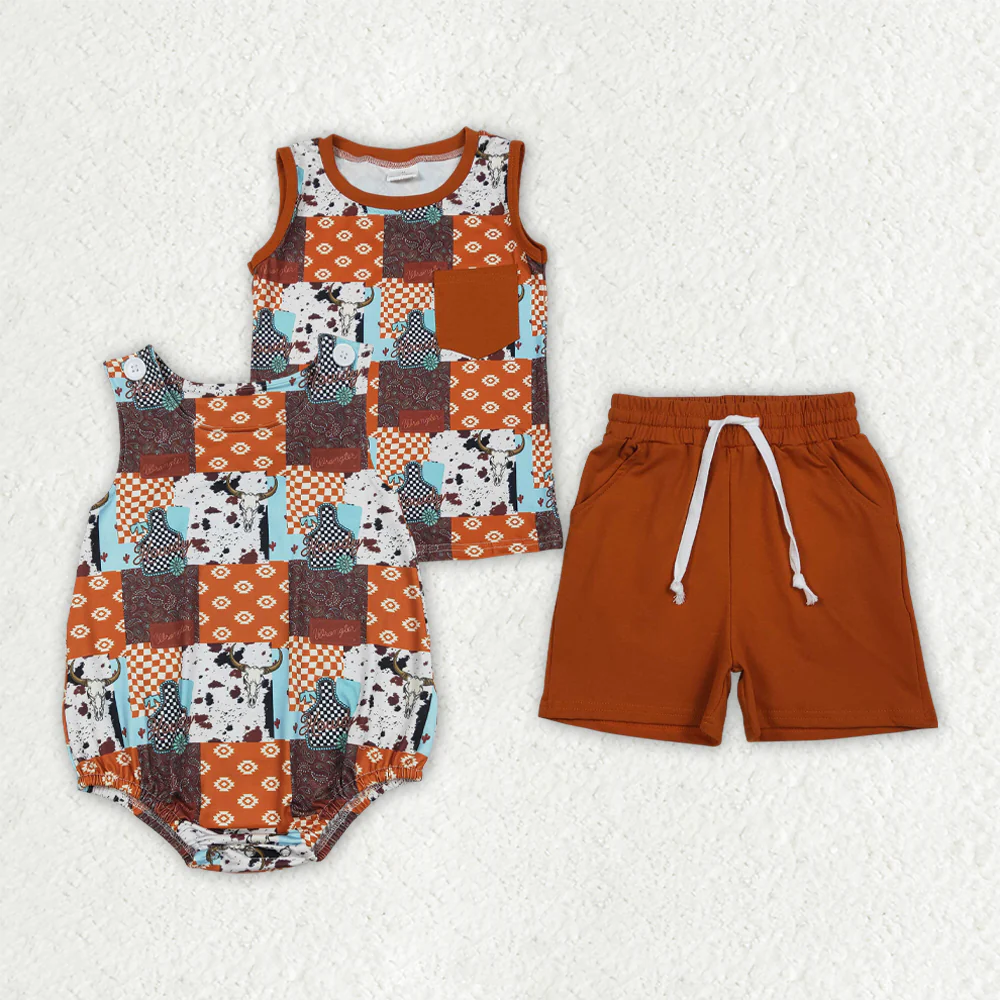 RTS NO MOQ sibling baby boy clothes short sleeve Clothes Sets and rompers