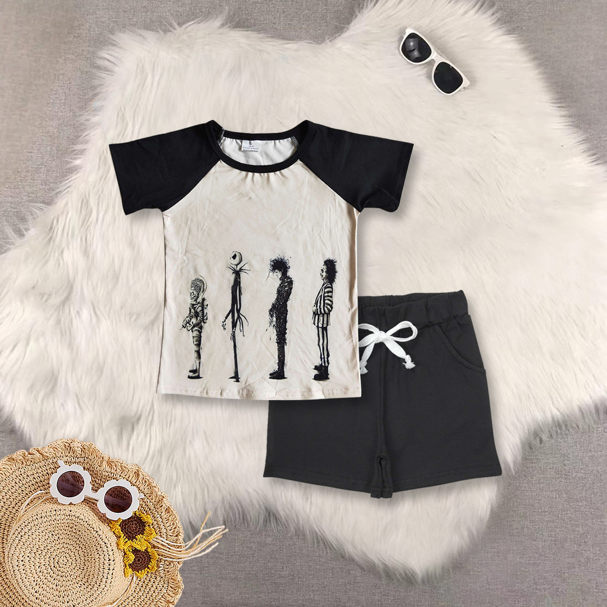 RTS NO MOQ Sibling baby boys clothes Short Sleeve Suit  & Top and shorts