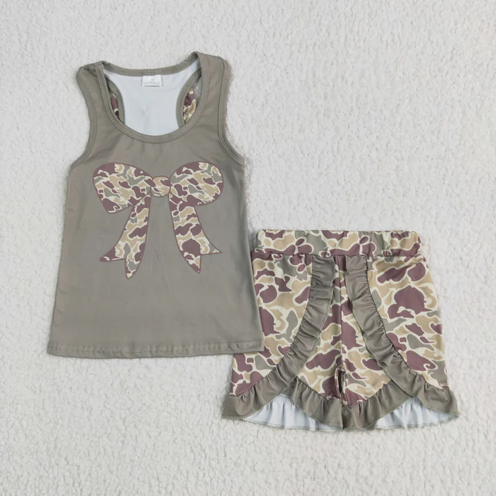 Sibling Baby Girls clothes camouflage leopard Summer Sibling Sister Clothes Sets