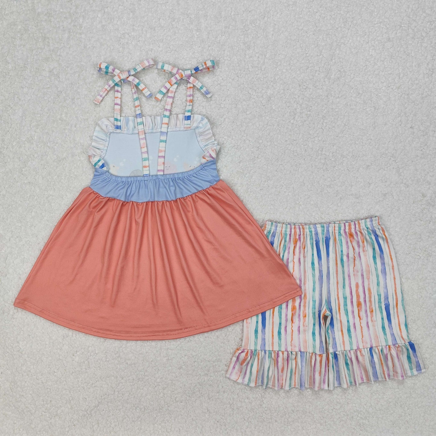 RTS NO MOQ ETA 5/7days Arrived GSSO2016 Crab octopus turtle seahorse animal orange suspenders color striped shorts suit