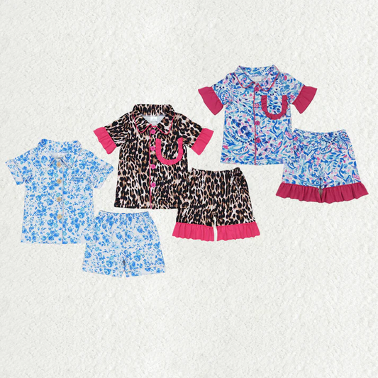 RTS NO MOQ baby girls Clothes short sleeve shorts pajamas Sets