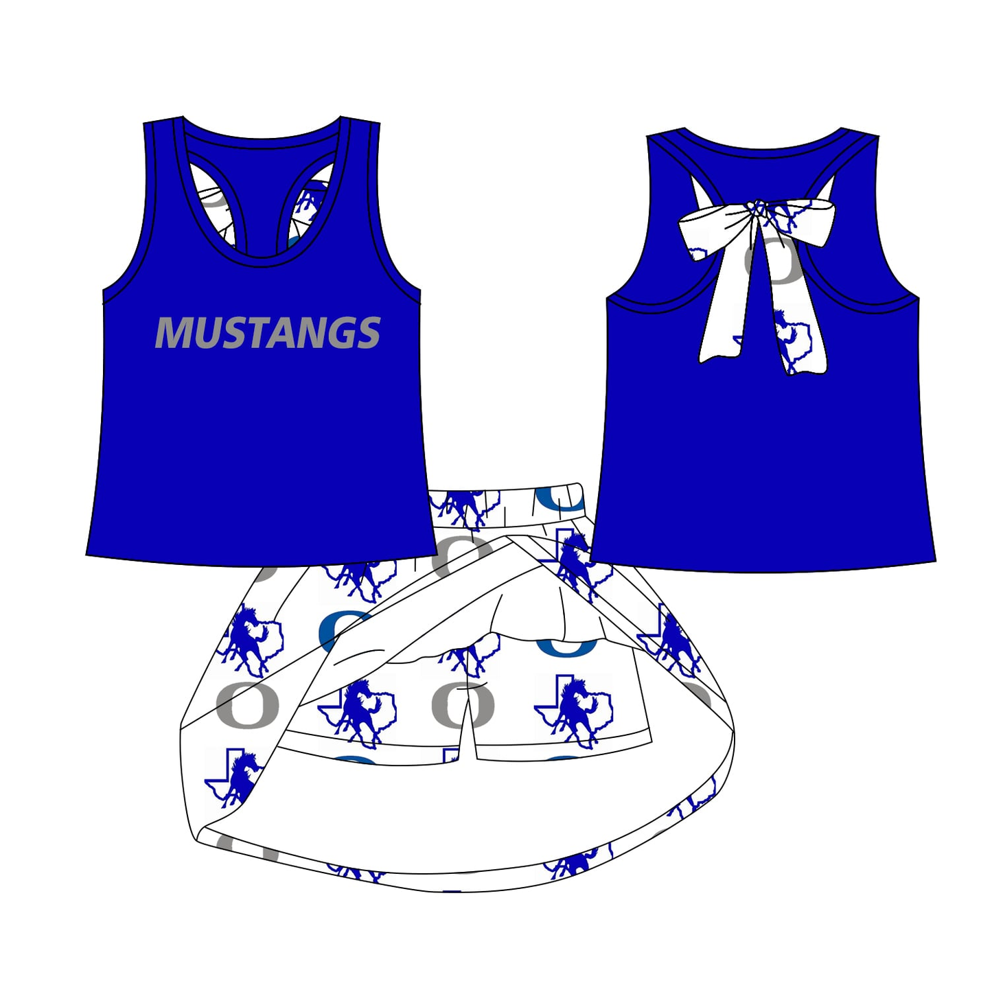 Custom moq 5 baby girls sets Summer Girls Team Skirt Shorts Set