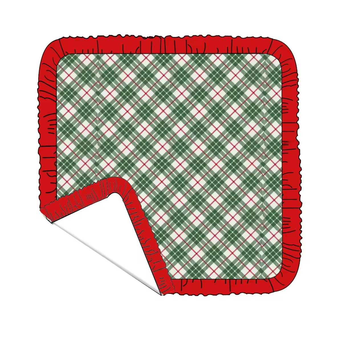 Custom MOQ 3 ETA 6-8WEEKS Green line plaid red pleated edge blanket SIZE 29*43INCH