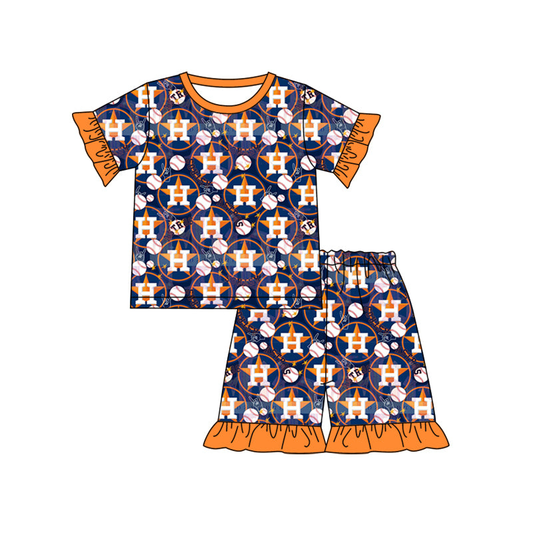 Custom moq 5 each style eta 6-7weeks baby girl clothes team blue short sleeves shorts sets-25.9.1