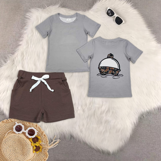 RTS NO MOQ BT0961+SS0134 baby boy clothes short-sleeved top pocket shorts sets