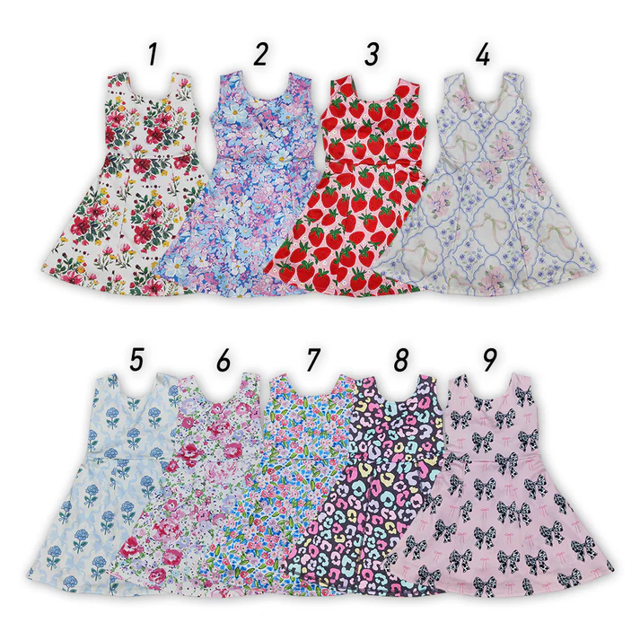RTS NO MOQ baby girl clothes yoga floral short-sleeved skirt sets