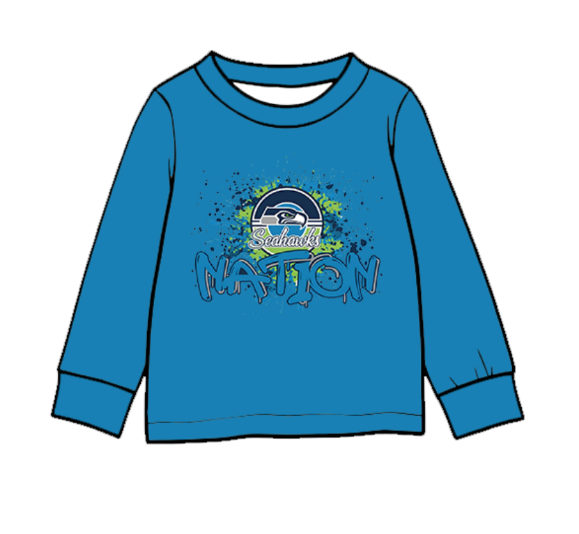Custom moq 5 mix size milk silk baby boys clothes team summer baby boy clothes blue long sleeve top