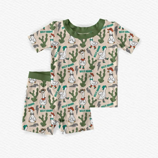 Custom moq 5 mix size milk silk Baby Green Short-Sleeved And Shorts Pajamas Sets Cute Clothing
