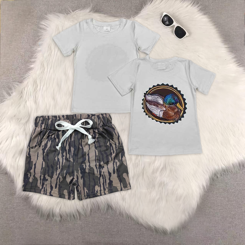 BT0964+SS0201-RTS NO MOQ HOT SELL baby boys clothes short sleeve Camouflage shorts set