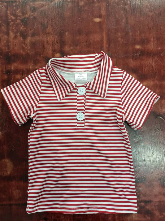 custom moq 5 eta 5weeks mix size baby boys clothes red striped short sleeve Top