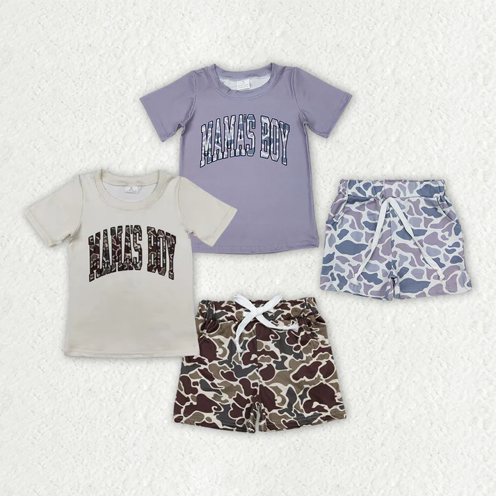 RTS NO MOQ baby boys Clothes MAMA boy short sleeve shorts Sets