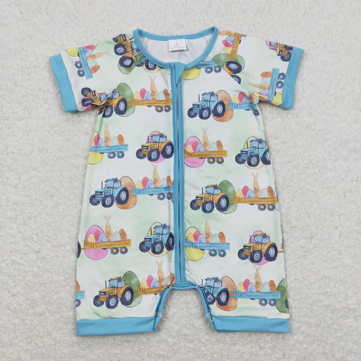 RTS NO MOQ Boys easter short-sleeved shirt shorts clothing set and romper and blanket