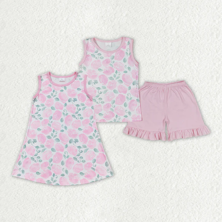 RTS Boys and girls floral Short Sleeve Shorts sets dress