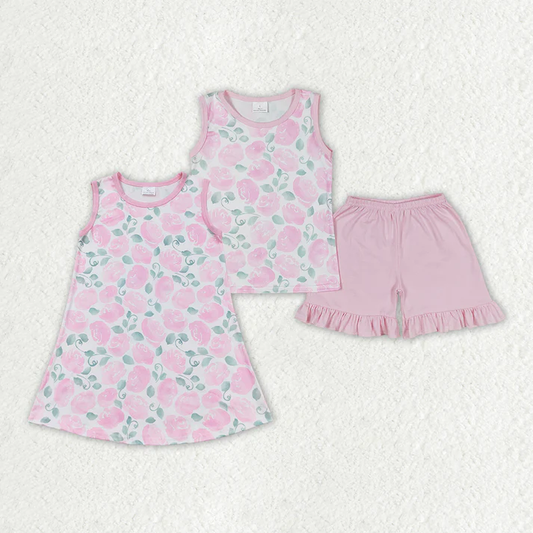 RTS Boys and girls floral Short Sleeve Shorts sets dress