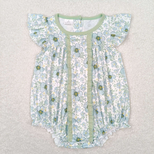 rts no moq SR1180 Blue floral green lace vest jumpsuit