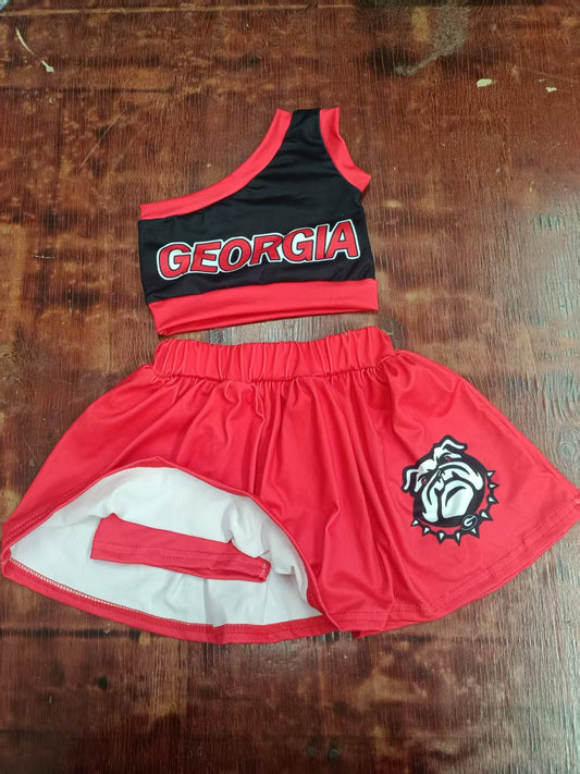 Custom moq 3 eta 6-7weeks baby girl clothes team red and black sleeveless skirts dress sets
