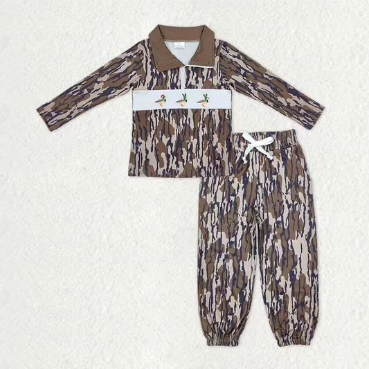 RTS NO MOQ（In Stock) baby boys clothes camouflage long Sleeve pants sets