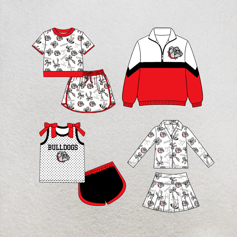 custom moq 5 mix size LHGNDN0109 Baby Kids Bow Print Top And Skort Set Top Shorts Set Pullover Top Team Outfit