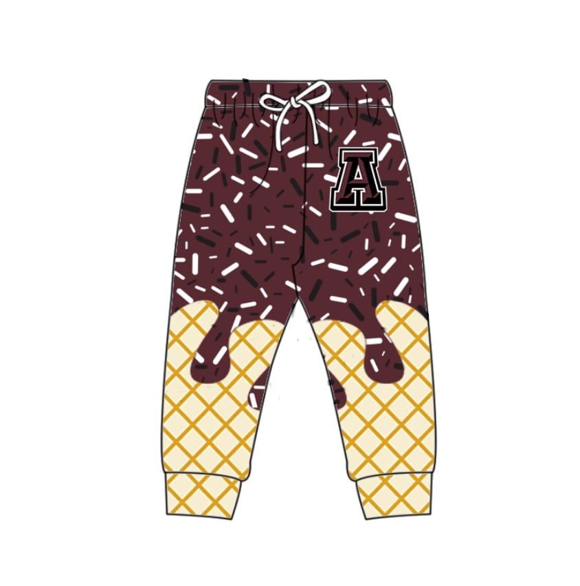 Custom moq 5 mix size baby kids clothing girls clothing A Maroon Ice Cream Summer Girls Clothes