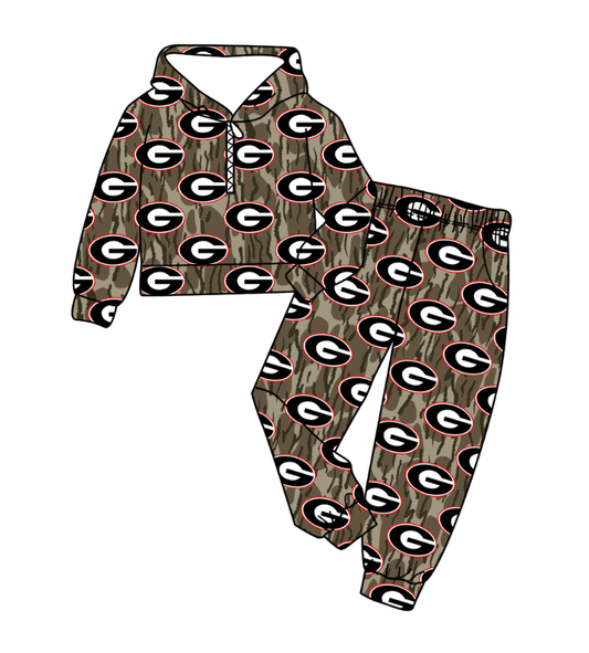 Custom moq 5 mix size milk silk summer teams baby boy clothes camouflage hooded long sleeve pants sets-25.11.6