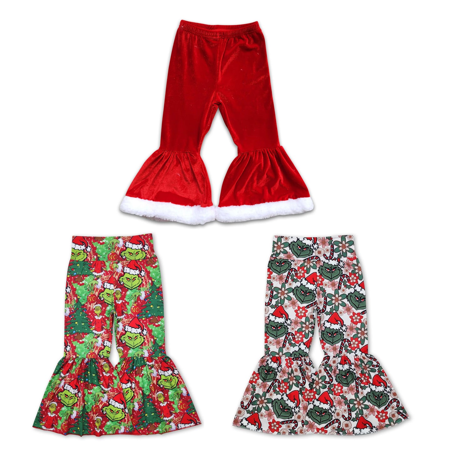 RTS NO MOQ P0631 P0630 A4-10 Christmas Skinny Flared Pants