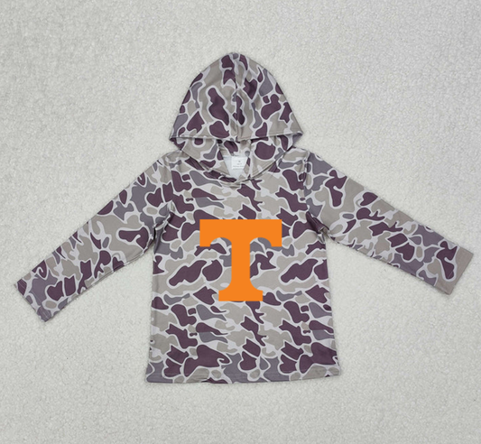 Custom moq 5 mix size milk silk summer team baby girls and boys clothes camouflage hooded long sleeve top-25.10.22