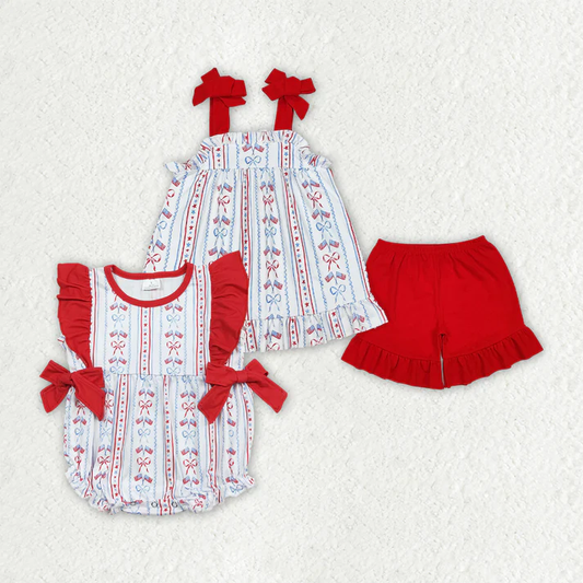 RTS NO MOQ baby boys clothes 4th of july short sleeve Rompers Clothes Sets