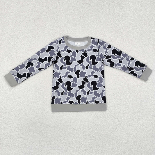 RTS NO MOQ（In Stock) gray camouflage long sleeve top