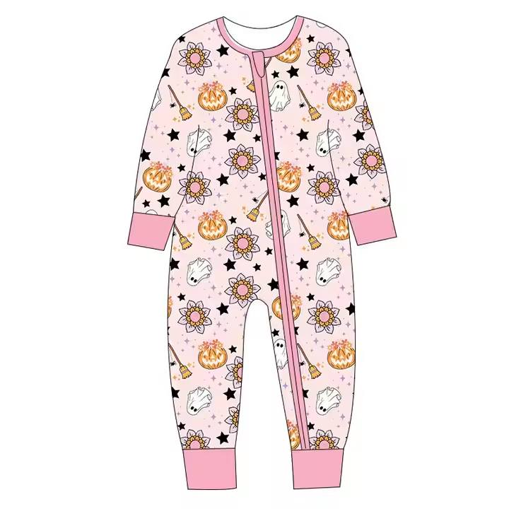 Custom moq 5 each style eta 6-7weeks baby girl clothes halloween long sleeve romper-25.7.25
