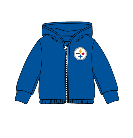 Custom moq 5 mix size milk silk baby girls clothes team blue hooded long sleeve top-25.8.2