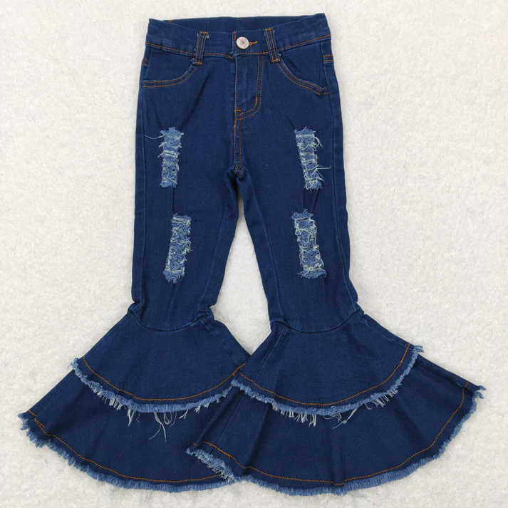 RTS NO MOQ Sibling Baby Girls Clothes Jeans: Flared & Ripped